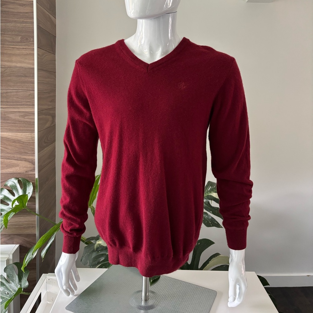Roberto Cavalli Sweater Red Cashmere / Wool V Long Sleeve Sz XL Authentic